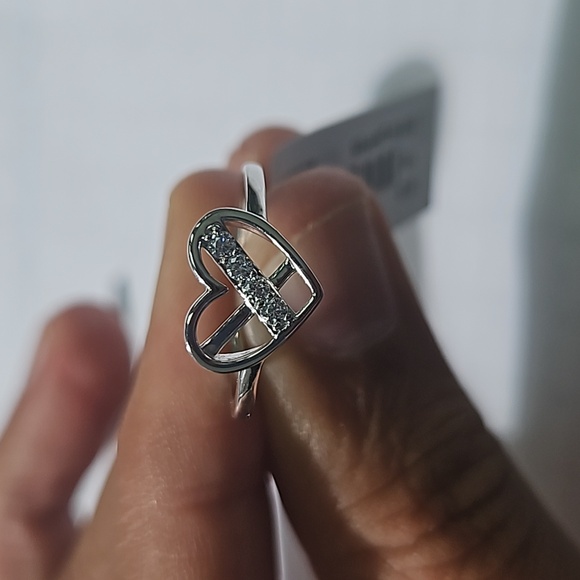 Silver Gold Plated Heart Ring - Picture 3 of 3